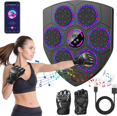 Boks- en Muziekmachine met 9 Trainingsmodi en Automatische Telling voor Volwassenen en Kinderen