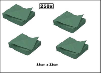 250x Luxe Servetten 33cm groen - Merk Duni - 2 laags - servetten diner 100% biologisch afbreekbaar festival thema feest restaurant party