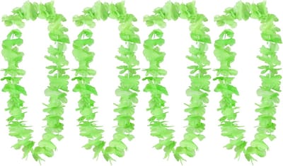 Boland Hawaii krans/slinger - 4x - Tropische kleuren groen - Bloemen hals slingers