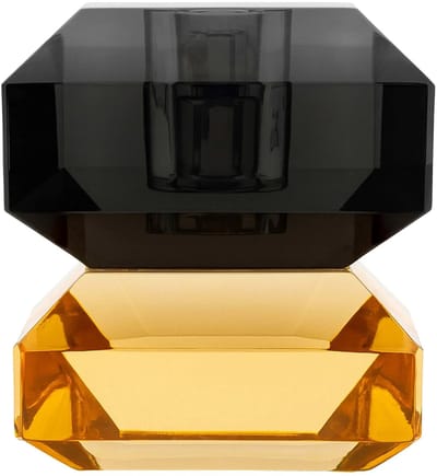 Kandelaar Kristalglas oranje-rokerig zwart 6cm x 5cm x 5cm