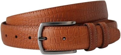 Heren riem croco cognac - Riemmaat 115cm - Leren riem - Luxe Herenriem - Kroko riem - Cadeau - Italiaanse riem handgemaakt