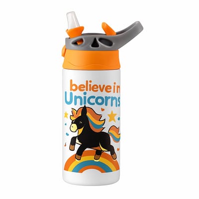 Stoere Grunge 'il_1140xN.7808203911_5b08' Drinkfles – Unieke Drinkfles voor Design Fans en Kunst Liefhebbers - Waterfles voor kinderen (wit/oranje)