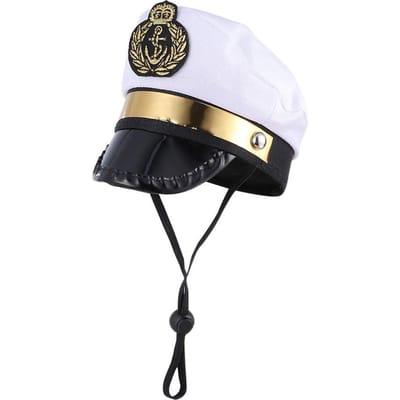 Halloween Chapeau de Capitaine Marin Blanc Chapeau de Capitaine Chien Chat Chiot Marin pour Fête d'Halloween Cosplay black