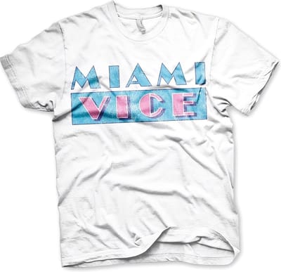 Miami Vice T-shirt met verweerd logo, witite