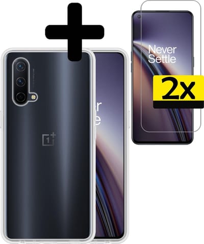 Hoesje - Met 2x Screenprotector - Geschikt voor OnePlus Nord CE - Sterk & Shockproof - Back Cover - Siliconen Case - Telefoon Hoes - Telefoonhoesjes - Transparant