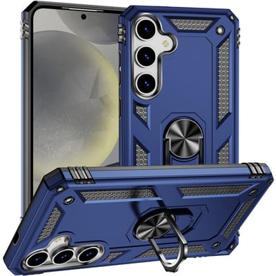 Coverup Hoesje - Geschikt voor Samsung Galaxy S25 Plus Hoesje - Coverup Ring Kickstand Back Cover - Blauw