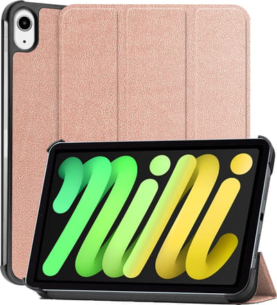 Hoes - Geschikt voor Apple iPad Mini 7 (2024) - 8.3 inch - 7e Generatie - Dun & Stevig - Trifold Bookcase - Hard Cover - Hardcover Book Case - Tablet Hoesje - Rosé goud