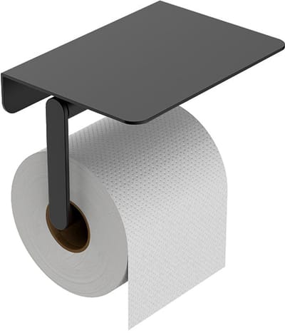 AquaVik Toiletrolhouder Åsmund Met Planchet Nattmörk Mat Zwart