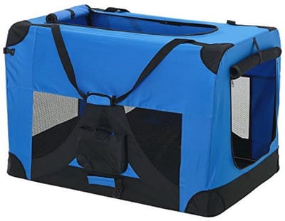 Reisbench voor honden en katten - Opvouwbare transportbox 60x42x42 cm blauw