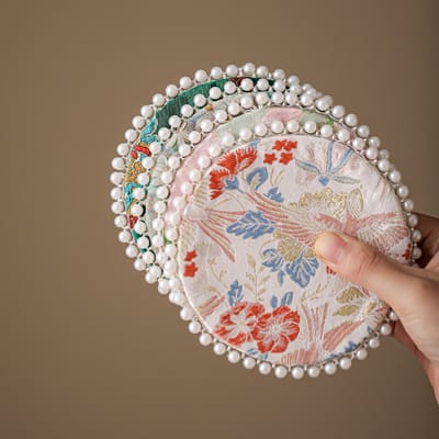 Onderzetter - 4 stuks jacquard vintage stof met bloem vogel motief luxe accessoire voor theepot en dagelijks huishoudelijk theeservies