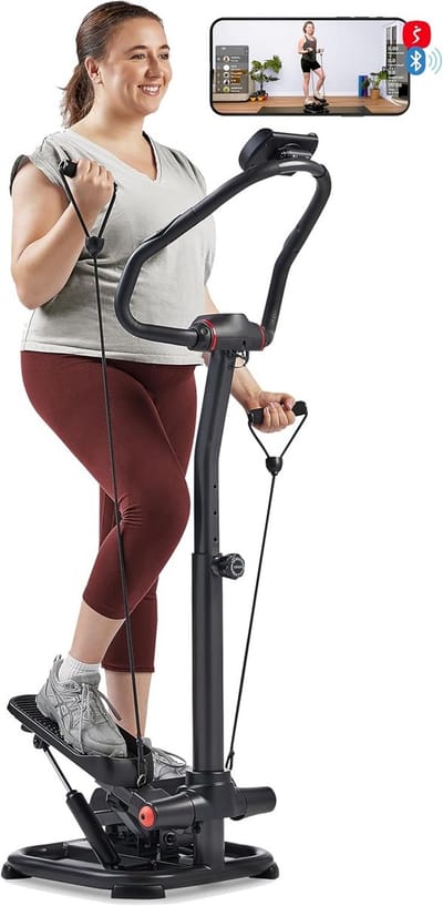 Power Stepper - Cardio Trainer - Thuis Fitness - Met Weerstandsbanden - Tot 180 kg - Donkergrijs