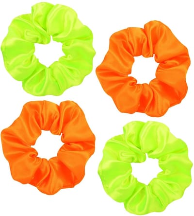 Dailygoods- Haarelastiekjes 4 stuks - Satijnen Haarelastiekjes - Neon Kleur - Elegante Haarelastiekjes - Elastische Haarelastiekjes - Comfortabele Grip - Haarband