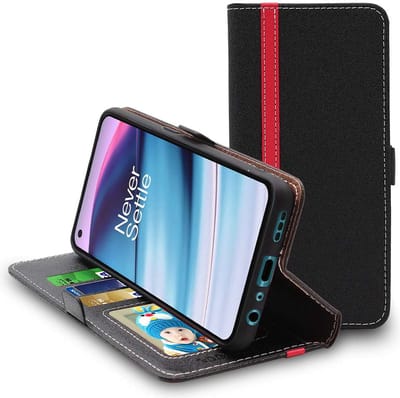 ebestStar - Hoes geschikt voor OnePlus Nord CE 5G, Wallet Etui, Book case hoesje, Zwart, Rood