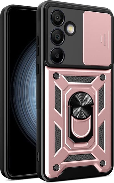MobyDefend Hoesje - Geschikt voor Samsung Galaxy S24 FE - Pantsercase Met Draaibare Ring - Rosé