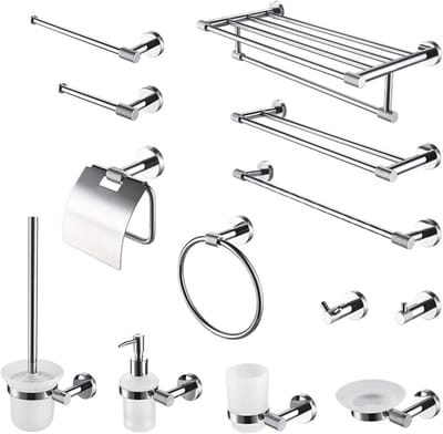 Badkamer Accessoireset - Toiletrolhouder Handdoekrek - Badkamer Organisatie - 304 Roestvrij Staal - 1 Set - Chroom