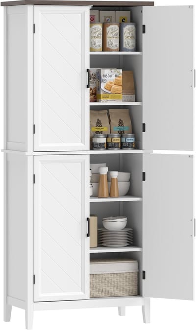 HOMCOM Keukenvoorraadkast - MDF - 76 x 40 x 178,5 cm - Wit