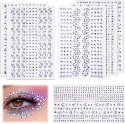 Zelfklevende Glitzersteentjes voor Make-up, Feest, DIY en Creatieve Projecten - 6 Bladeren