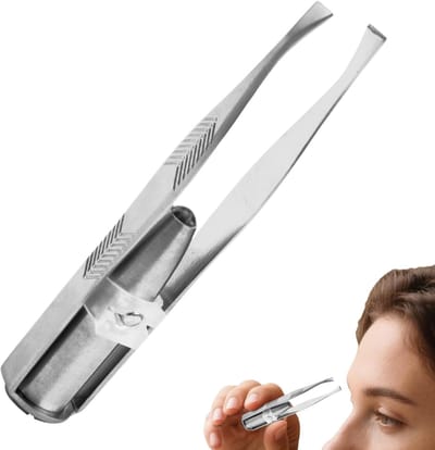 Pincet met licht - Verlichte pintte - Gezichtsverzorging - Schuine LED punten - 85 cm - Zilver