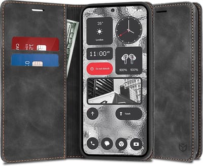 Hoesje geschikt voor Nothing Phone (2) - Techsuit Confy Book Wallet Case - Zwart