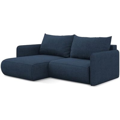 Hoekslaapbank links van koningsblauw chenille stof - PALERMO