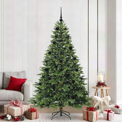 vidaXL - Kunstkerstboom - met - 300 - LED - met - standaard - Groen - 210 - cm - PE - en - PVC