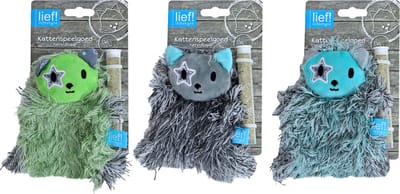 lief! Boys kattenspeelgoed - kat met tube catnip - 12 cm - 1 stuk assorti