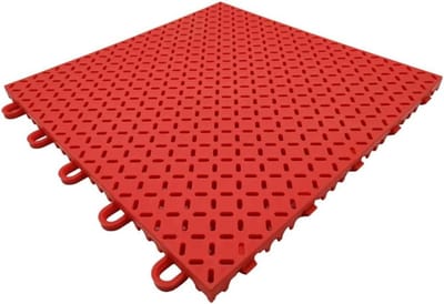 Modulaire Vloertegels - In elkaar grijpende Tegels - Sportbaan Aanleggen - Zelf Drainage Ontwerp - 25x25 cm - Rood
