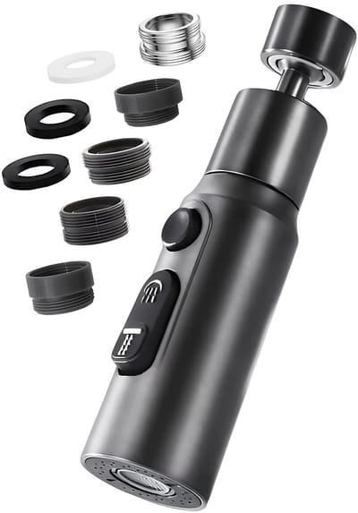 Kraanbeluchter, 360° draaibare uitloop Keukenkraan met 3 modi Douchekop Beluchter Kraan Waterbesparende waterbesparende adapter voor badkamergootsteenkraan (zwart)