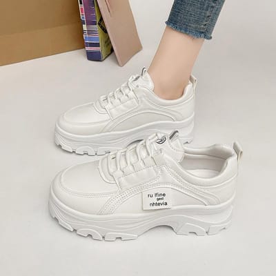 Diksoldige Verhogende Papa Schoenen Dames Lente en Herfst Nieuw Ins Trendy Mode Veelzijdige Casual Sport Kleine Witte Schoenen 40 wit