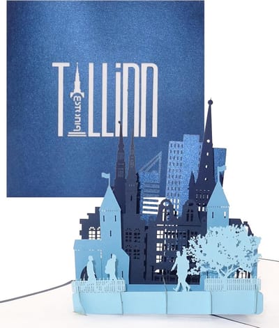Pop-up Wenskaart - 3D Kaart - Stad Souvenir - Handgemaakt Papierkunst - 15 x 15 cm - Blauw