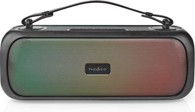 Nedis Bluetooth Party Boombox - 4.5 uur - 2.0 - 45 W - Media afspeelmogelijkheden: AUX / USB - IPX5 - Koppelbaar - Handgreep - Feestverlichting - Zwart