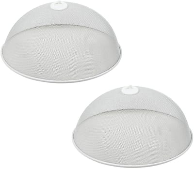 Benson Voedselkap - 2x - rond - 30 cm - wit - metaal - vliegenkap - foodcover