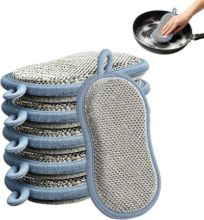 Keuken Afwasspons - Schuursponsjes Kookgerei - Snel Aanrecht Schoonmaken - Dubbelzijdige Reiniging - 6 Stuks - Willekeurig