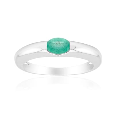 Cavill - Zilveren Ring 925 Sterling Geplateerd Platina met 0,416ct Zambia Smaragd Ovaal - Elegant Minimalistisch Design - Maten 17-21