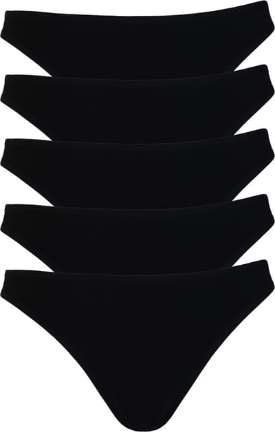 Amora - Dames string, Ondergoed dames, Lingerie - 5 stuks - Egyptisch katoen - Zwart - S