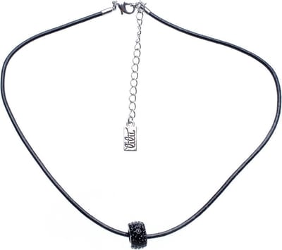 Behave - Ketting Imitatieleer - Hanger met Steentjes - 39 cm