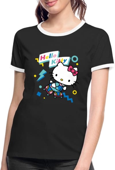 Hello Kitty Jaren 90 Stijlen Met Rolschaatsen Vrouwen Contrast Shirt