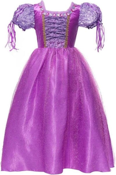 Prinses - Prinsessen jurk - Glitter - Prinsessenjurk - Paars - Verkleedkleding - Feestjurk - Sprookjesjurk - Maat 98/104 (110) 2/3 jaar