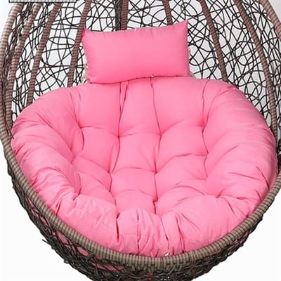 Hangend Ei Stoelkussen - Schommelstoel Kussen - Buiten Ontspannen - Verstelbare Hoofdsteun - 105 cm Diameter - Roze