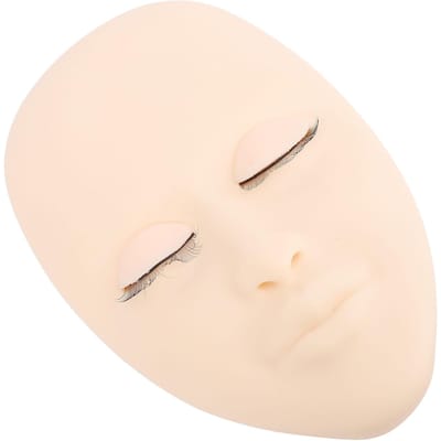 Wimperverlenging Mannequinhoofd met Vervangbare Oogleden Zachte Aanraking Wimper Oefen Mannequin Gezicht beige
