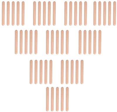 Houten Dowel Stokken 6mm x 50mm - 50 Stuks Ronde Fluted Houtpen voor Meubelbouw en Handwerk