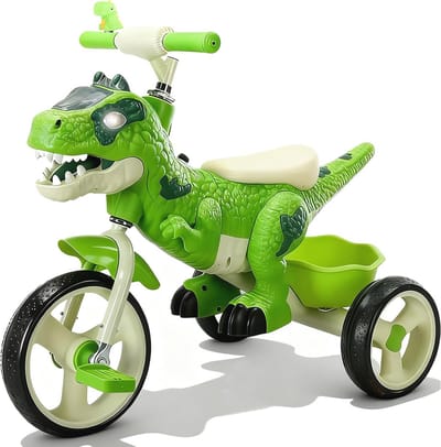 Dinosaurus Driewieler - Kinderfiets Drie Wieler - Buitenspelen - Licht en Muziek - 73 x 45 x 60 cm - Groen