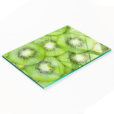 Multifunctionele decoratieve snijplank voor de keuken, gemaakt van gehard glas, kiwi-motief, 80x52 cm