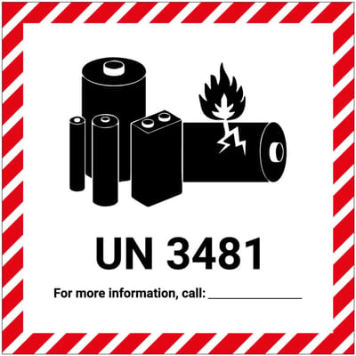UN 3481 batterij sticker | 20 x 20 cm