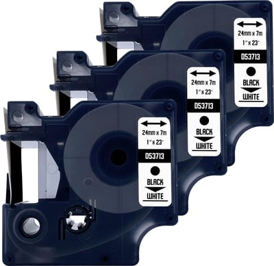 DULA Dymo D1 53713 - S0720930 - Compatible label tape - 3 lettertapes - Zwart op wit - 24mm x 7m