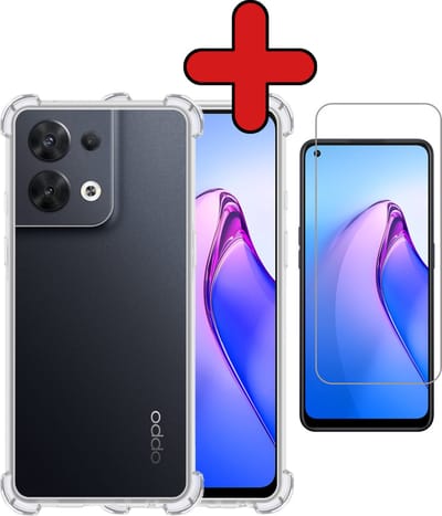 Hoesje - Met Screenprotector - Geschikt voor OPPO Reno 8 Pro - Sterk & Shockproof - Back Cover - Siliconen Case - Telefoon Hoes - Shock Proof - Telefoonhoes - Transparant