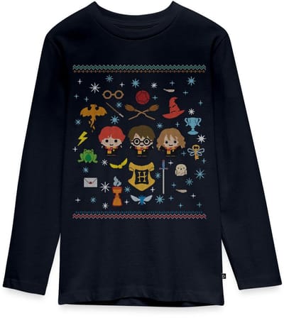 Harry Potter Ugly Christmas Chibi | Lelijk Kerstmis Premium T-Shirt Tiener Lang