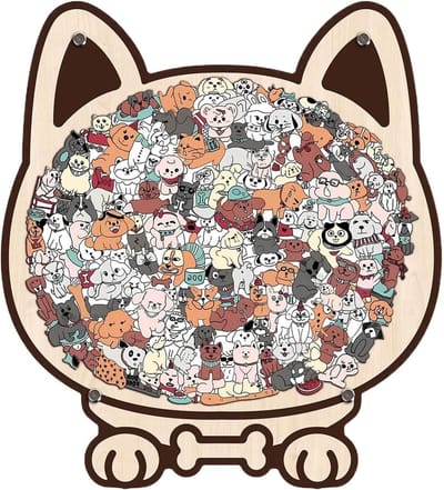 Houten Puzzel Hond - Dierenpuzzel Legpuzzel - Ontspannend Tijdverdrijf - Unieke Dierenvorm - 135 Stukjes - Kleurrijk