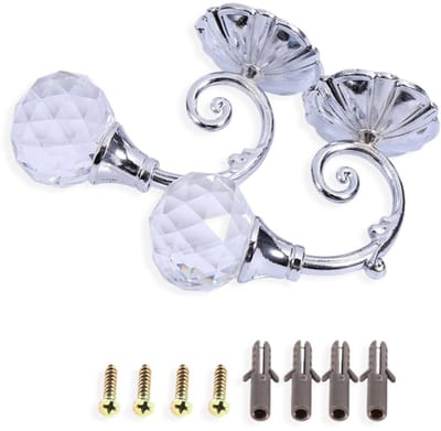 Dailygoods- Gordijnhouders 2-delig - Metalen Gordijnhouders - Muurbevestiging - Kristallen Bol - Multifunctioneel - Elegant en Duurzaam - Gordijnsteunen
