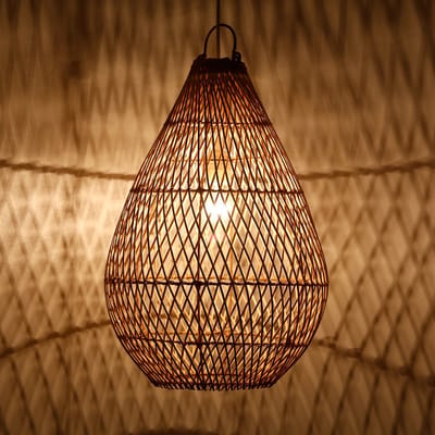 Hanglamp – Rotan – Eettafel – Boho stijl – Woonkamer – Plafondlamp
